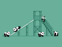 Panda Slide Cute Cartoon