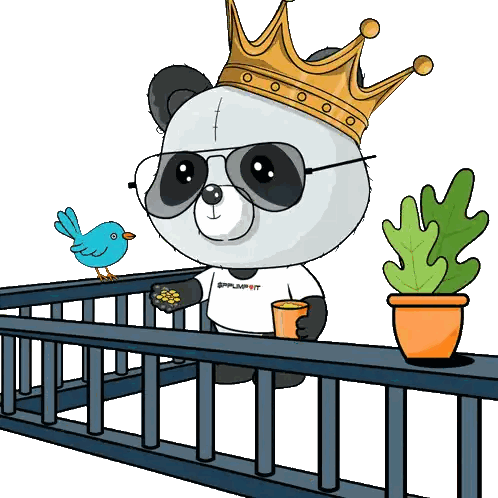 Panda Wearing Crown Holding Cup Sticker
