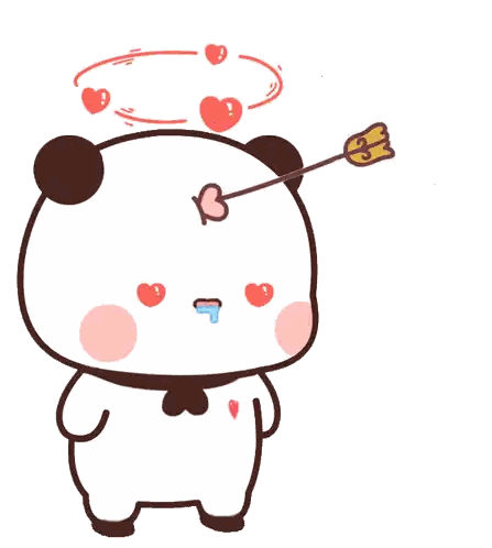 Panda With Arrow Through Heart Sticker