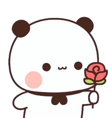Panda With Pink Rose Sticker