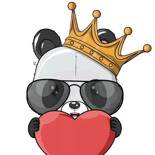 Panda With Sunglasses And Crown Holding Heart Sticker