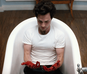 Panicking Joe Goldberg Bloody Hands GIF