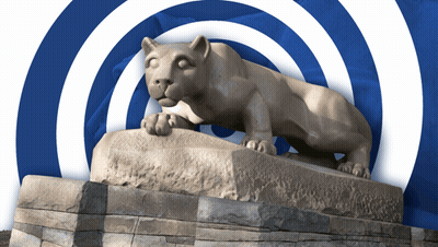 Panther Statue Surrounded By Blue And White Circle GIF