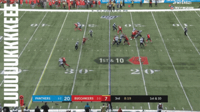 Panthers And Buccaneers Are Playing A Football Game GIF