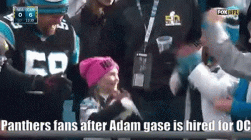 Panthers Fans After Adam Gase Is Hired For Oc Is Displayed On A Screen GIF