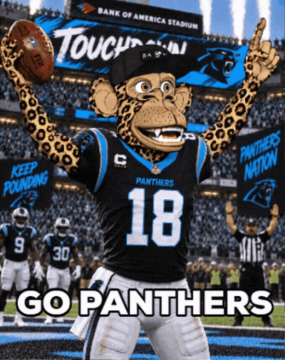 Panthers Mascot Holding Football GIF