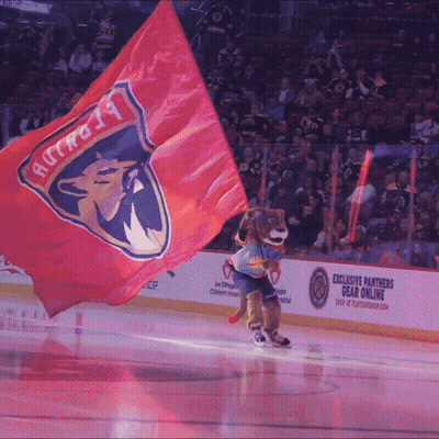 Panthers Mascot Holding Red Flag GIF