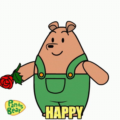 Pants Bear Cartoon Holding Red Rose GIF