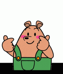 Pants Bear Finger Heart Wink Cartoon Love GIF