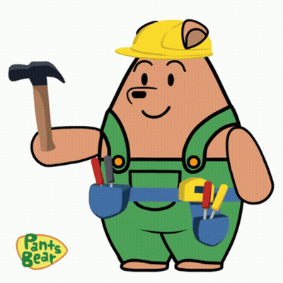 Pants Bear Holding Hammer And Tools GIF