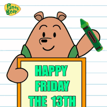 Pants Bear Sticker Waving Happy Friday The 13Th GIF