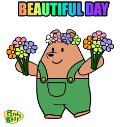 Pants Bear Waving The Flowers On The First Day Of Spring GIF