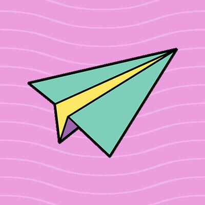 Paper Airplane With Yellow Stripe GIF