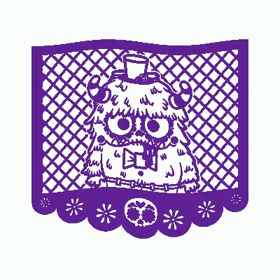 Paper Cut Out Monster With Top Hat And Bow Tie GIF