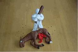 Paper Man Beating A Dead Horse GIF