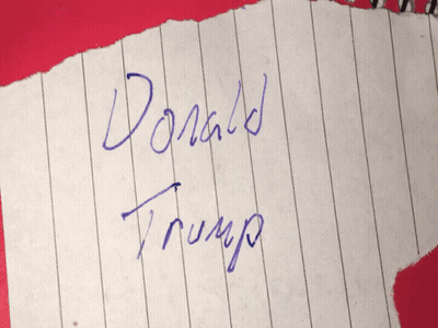 Paper With Donald Trump In Blue Marker GIF