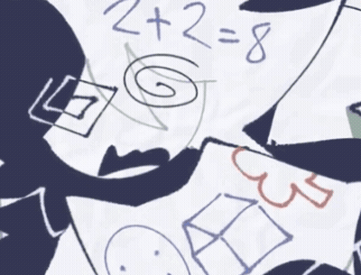 Paper With Drawn Face And Math Equations GIF