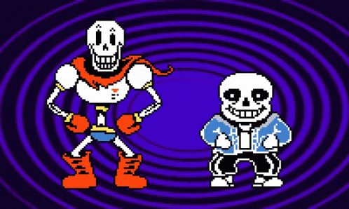 Papyrus And Sans Are Standing Next To Each Other On A Green Background . GIF