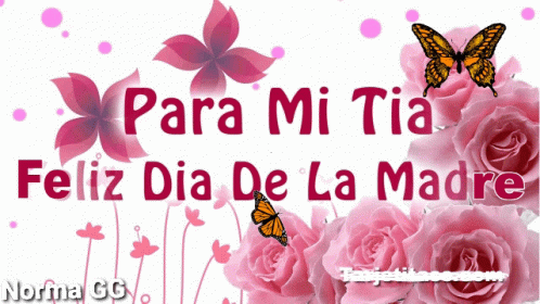 Para Mi Tia Feliz Dia De La Madre With Pink Roses GIF