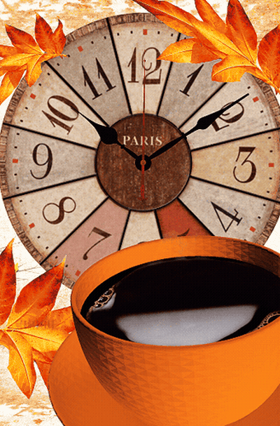 Paris Clock With Coffee Cup GIF