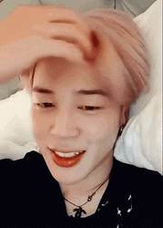 Park Jimin Pink Hair Flip GIF