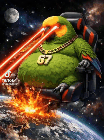 Parrot In Chair With Chain Number 67 GIF