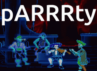 Parrrty Video Game With Skeletons GIF