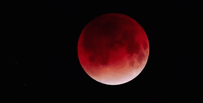 Partial Lunar Eclipse With Red Moon GIF