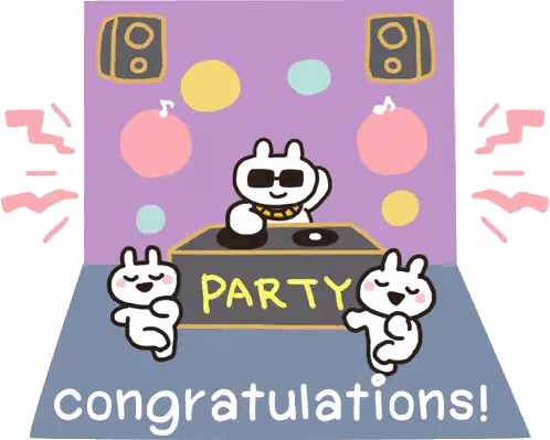 Party Celebration With Congratulations Sticker