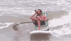 Party Hard Surfing Drinking Beer  GIF
