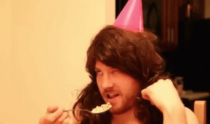 Party Hat Man Funny Eating GIF