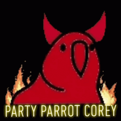 Party Parrot Corey Devil Head On Fire GIF