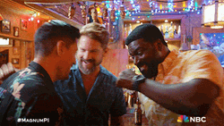 Partying Guys Magnum PI Casts GIF