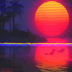 Pastel Orange Aesthetic Retrowave Moon By The Sea GIF