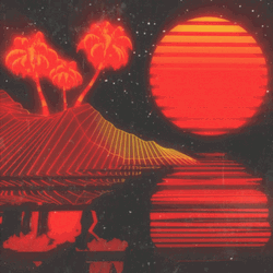 Pastel Orange Aesthetic Retrowave Moon GIF
