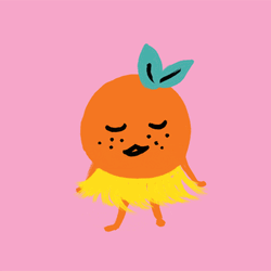 Pastel Orange Cartoon In Grass Skirt Aesthetic GIF