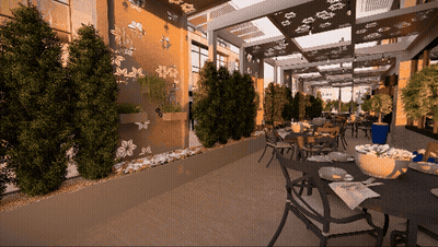 Patio Area With Tables And Chairs GIF