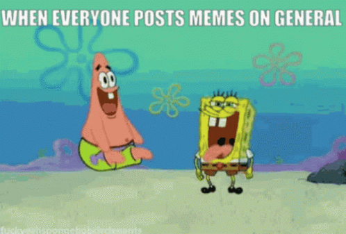 Patrick And SpongeBob Saying When Everyone Posts Memes On General And Admins Are Distracted GIF