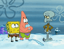 Patrick And Squidward Snowball Fight GIF