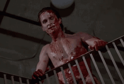 Patrick Bateman Screaming Covered With Blood GIF