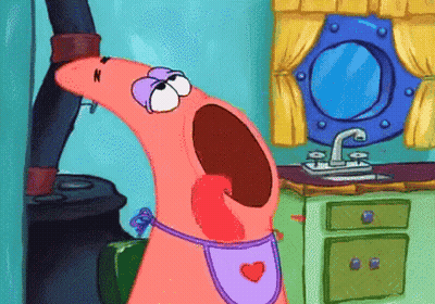 Patrick Cartoon Wearing Pink Apron GIF