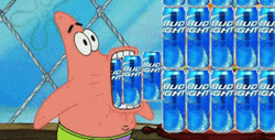Patrick Drinking Bud Light Cans GIF