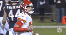 Patrick Mahomes Running Teammates Harrison Butker GIF