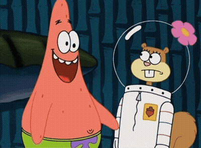 Patrick Star And Sandy Cheeks Smiling GIF