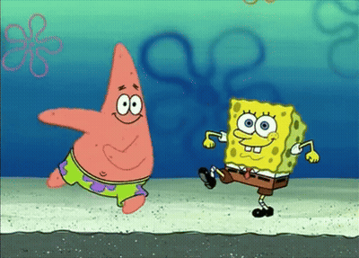 Patrick Star And Spongebob Are Dancing Together In The Water GIF