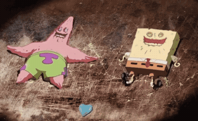 Patrick Star And Spongebob Are Laying On The Ground With A Heart In The Middle GIF