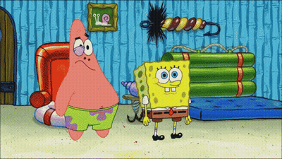 Patrick Star And Spongebob Are Standing Next To Each Other GIF