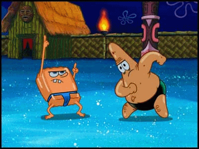 Patrick Star And Spongebob Squarepants Are Dancing Together In A Spongebob Squarepants Video Game . GIF
