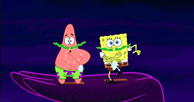 Patrick Star And Spongebob Squarepants Are Holding Each Other In Their Hands GIF