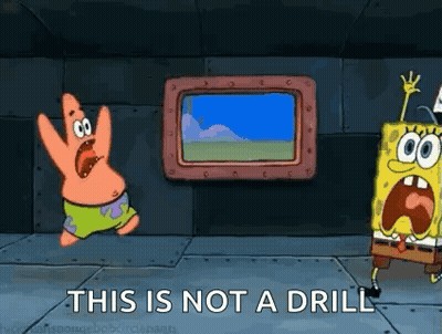 Patrick Star And Spongebob Squarepants Are Standing Next To Each Other In A Room With A Picture On The Wall . GIF